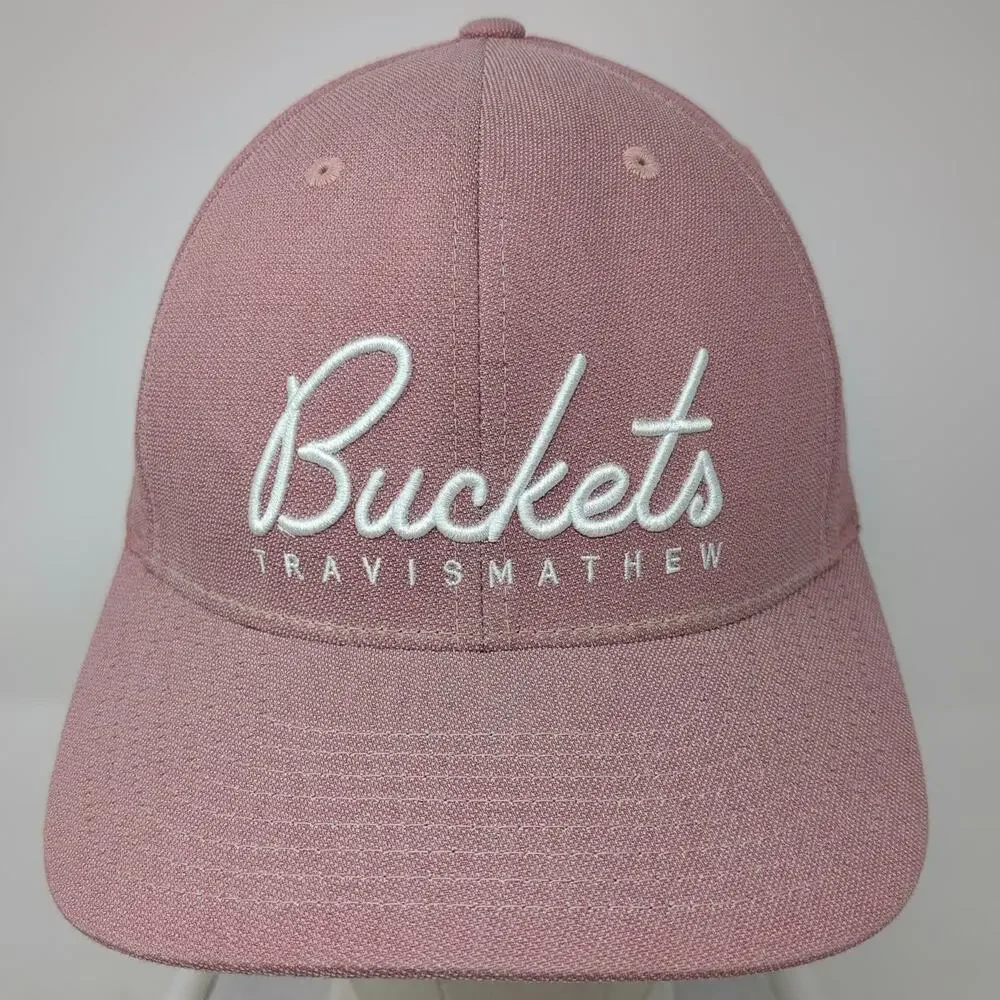 TravisMathew Snapback Hat Pink One Size Buckets Golf Pattern Undervisor Flexfit